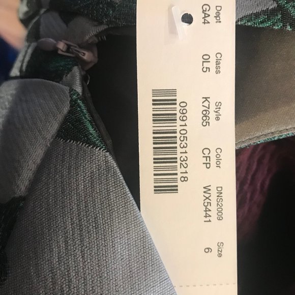 J.Crew Silver Jacquard Dress With Gold,Green, & Pink Floral Pattern - Picture 2 of 3